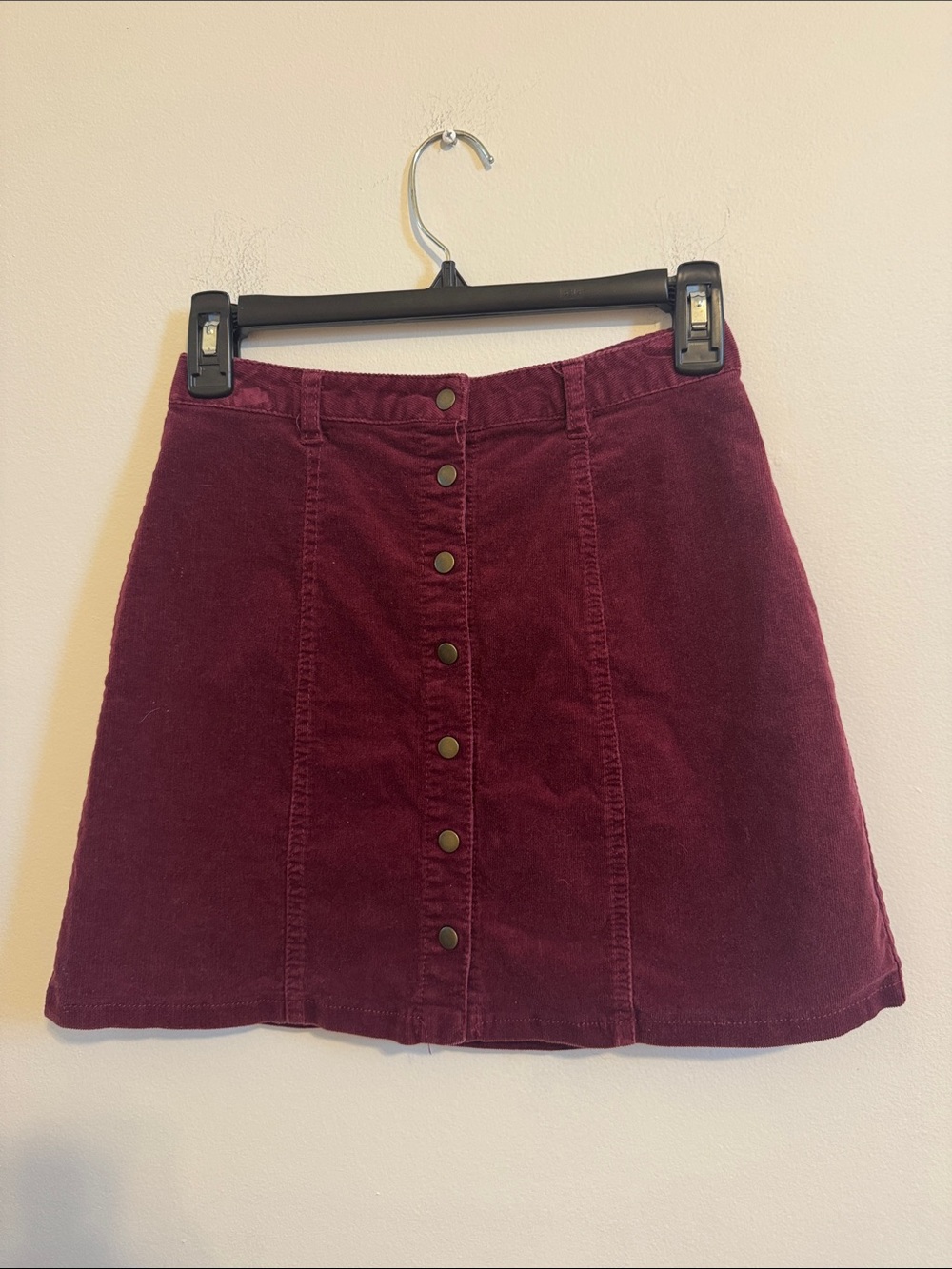 Forever 21 Burgundy Corduroy Button-Front A-Line Skirt
